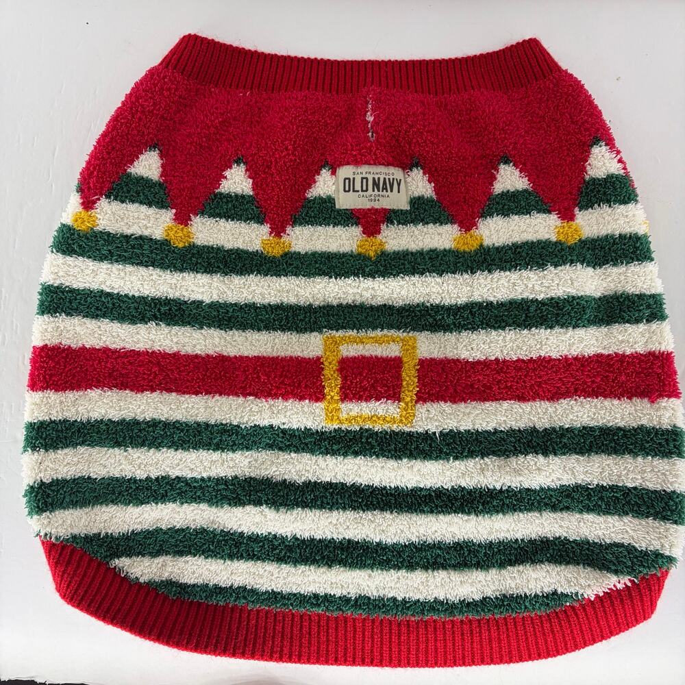 🎄 Old Navy Dog Elf Sweater Sz L Chenille Knit 🐾